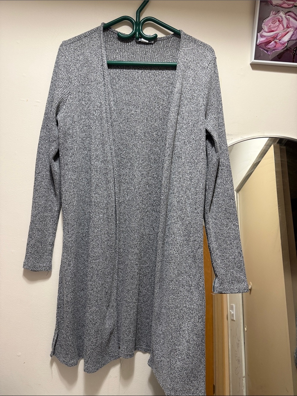 Revamped Heather Gray Open-Front Long Cardigan